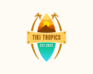 Tropical Beach Surfing logo design