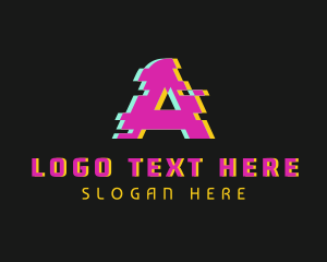 Tech Glitch Letter A logo