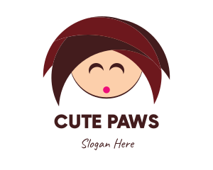 Cute Girl Cartoon logo design