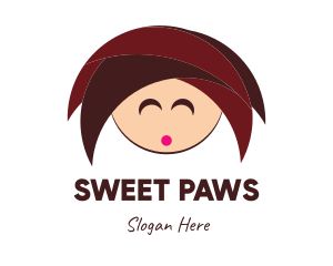 Cute Girl Cartoon logo design