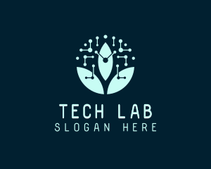 Bioengineering Circuit Leaf logo design