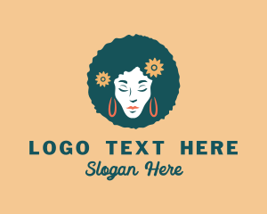 Flower Afro Woman logo