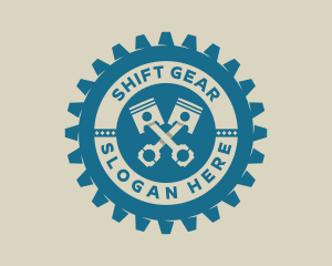 Gear Piston Mechanic Badge logo design