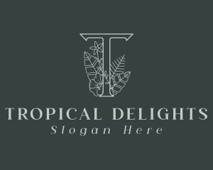 Floral Tropical Letter T logo design