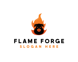 Grill BBQ Flame logo design