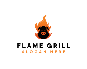 Grill BBQ Flame logo design