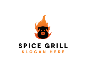 Grill BBQ Flame logo design