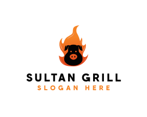 Grill BBQ Flame logo design