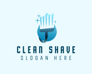 Cleaning Water Drop Broom logo design