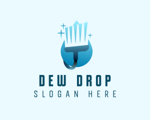 Cleaning Water Drop Broom logo design