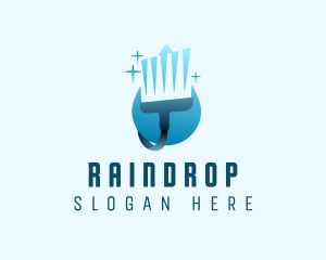 Cleaning Water Drop Broom logo design