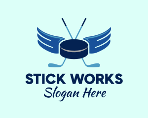 Ice Hockey Stick & Puck logo design