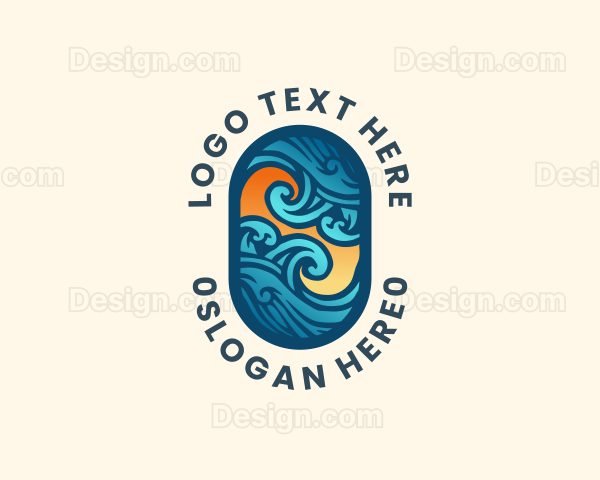 Ocean Surfing Wave Logo