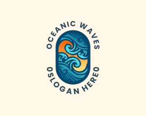 Ocean Surfing Wave logo design