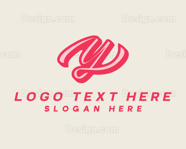 Curly Retro Cursive Letter Y Logo