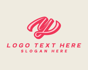 Curly Retro Cursive Letter Y logo