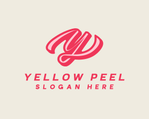 Curly Retro Cursive Letter Y logo design