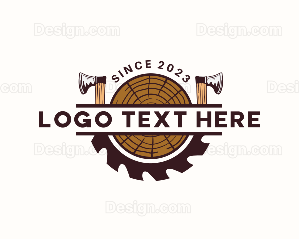 Wood Axe Carpentry Logo