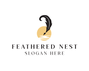 Luxury Feather Pen logo design