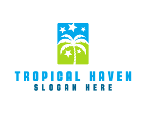 Stars Palm Tree logo design