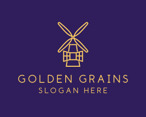 Grain Windmill Monoline logo design