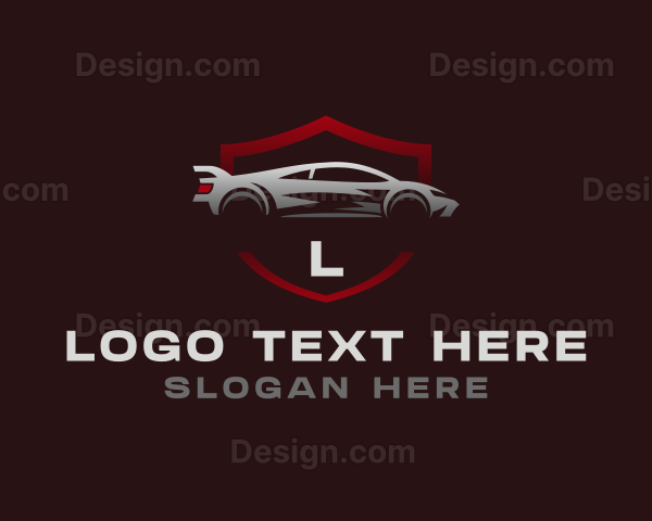 Sports Car Driving Shield Logo