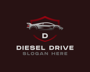 Sports Car Driving Shield logo design