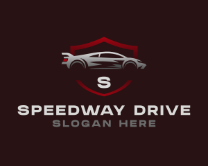 Sports Car Driving Shield logo