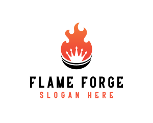 Flaming Barbecue Crown logo design