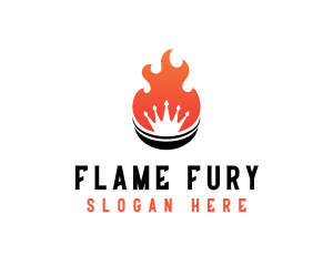 Flaming Barbecue Crown logo design