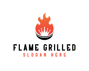 Flaming Barbecue Crown logo design