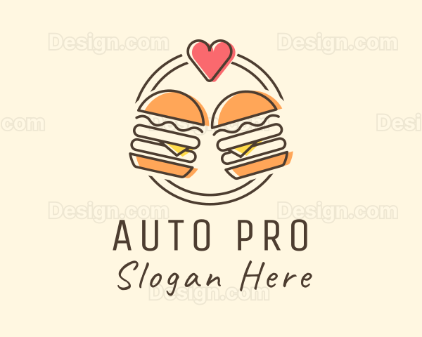 Heart Burger Fast Food Logo