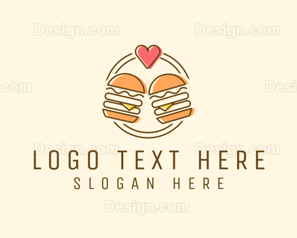 Heart Burger Fast Food Logo