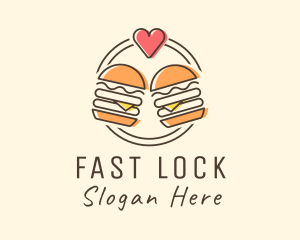 Heart Burger Fast Food logo design