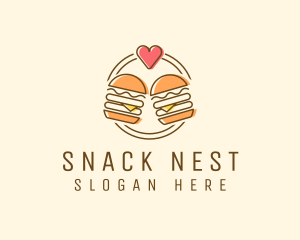 Heart Burger Fast Food logo design