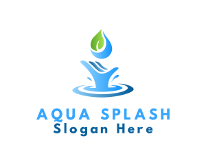 Hand Leaf Water Splash logo design