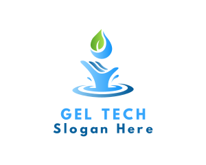 Hand Leaf Water Splash logo design