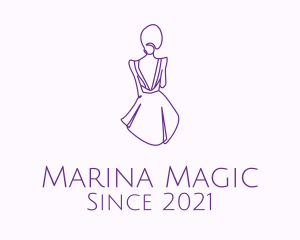 Woman’s Dress Monoline logo design