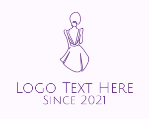 Fashionista - Woman’s Dress Monoline logo design