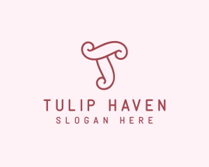 Cute Feminine Letter T Boutique logo design