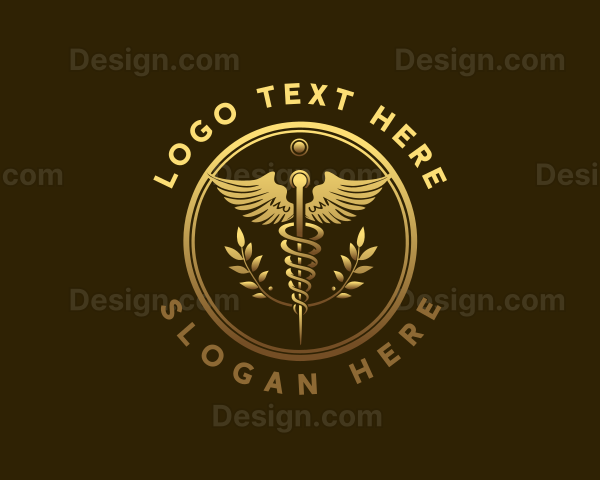 Caduceus Medicine Wreath Logo