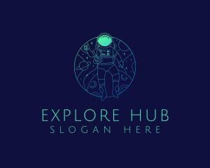 Astronaut Galaxy Explore logo design