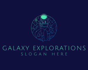 Astronaut Galaxy Explore logo design