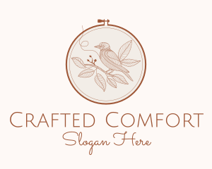 Botanical Bird Embroidery logo design