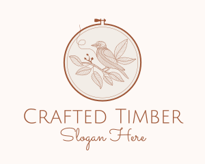 Botanical Bird Embroidery logo design