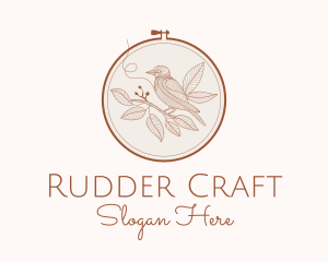 Botanical Bird Embroidery logo design