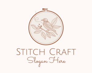 Botanical Bird Embroidery logo design