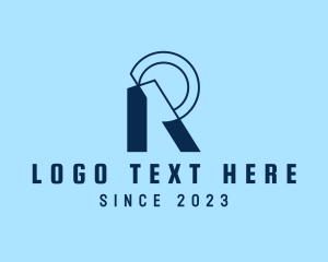 Blue Digital Letter R logo