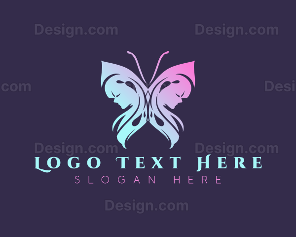 Feminine Butterfly Woman Logo