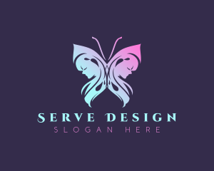 Feminine Butterfly Woman Logo